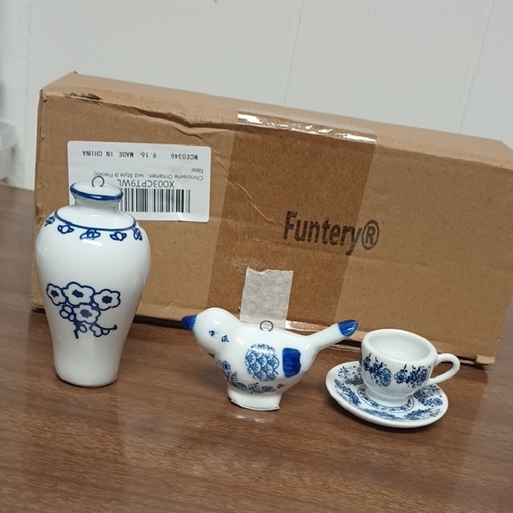 Other - Blue and White Ceramic Christmas Ornament Set